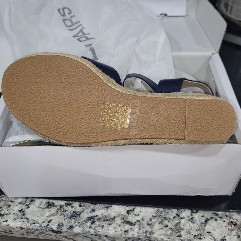 Navy Wedge Sandals - Picture 4 of 6